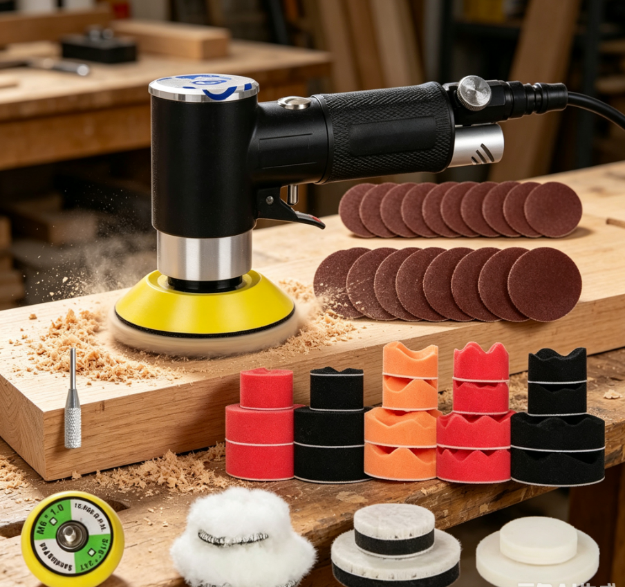 Air Sander Mini Pneumatic Grin - مراجعة Polish Pad Set Buffer وسعره