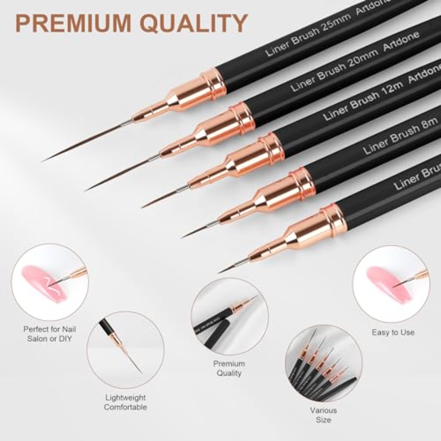 Metallic Nail Art Pens, Liner  - مراجعة Detailing Brush Set وسعره